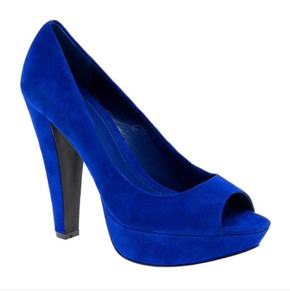 Aldo Blue suede Peeptoe block heels - Picture 1 of 8